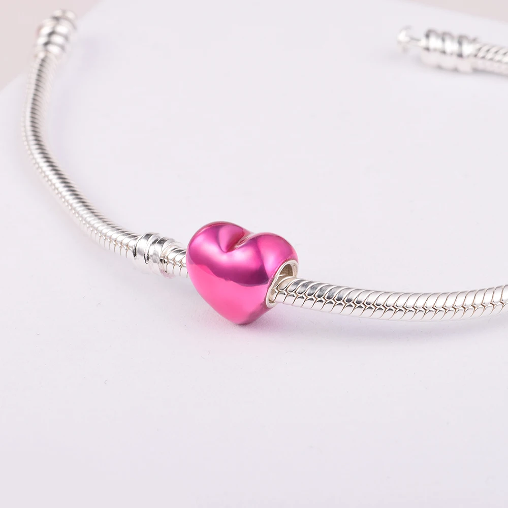 

Valentine's Day Jewelry Charm Logo S925 Sterling Dangle Chain Bracelets 2022 Trend Girl Friends 100% Real Silver Pendant Beads