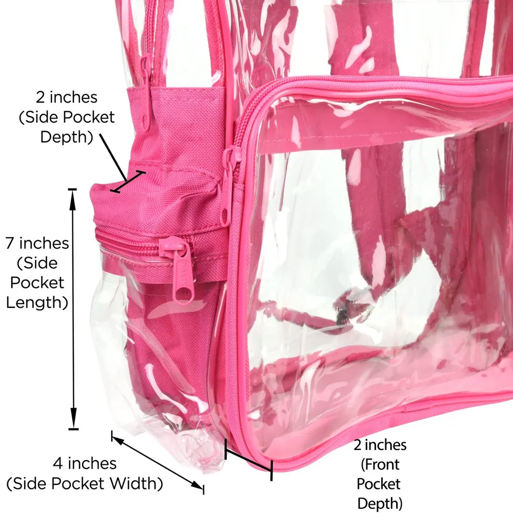 Small Clear Backpack Transparent PVC Security Security School Bag in Hot Pink