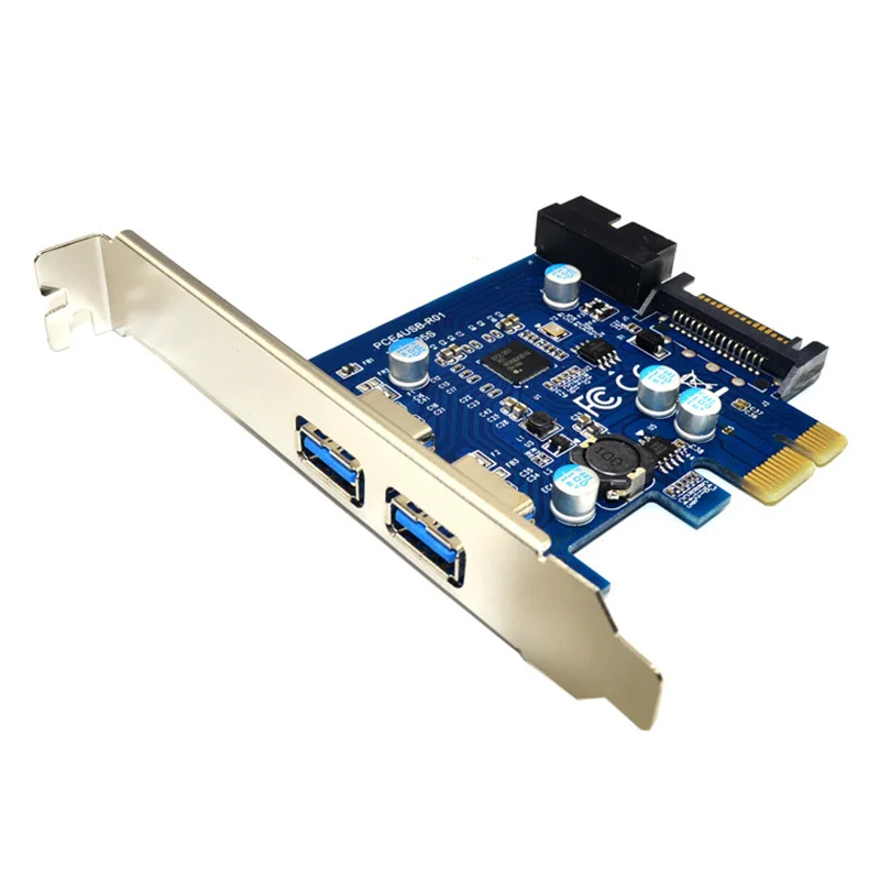 Карта расширения USB3.0 передняя 19-контактная + задняя 2-портовая плата UPD 720201