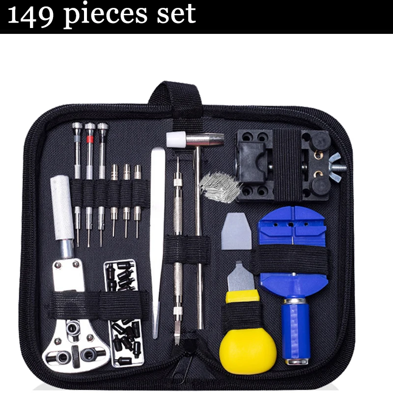 

149pcs Watch Repair Tool Kit Has 10 finger Cots Wristwatch Link Pin Remover Case Opener Spring Bar Battery Replacement