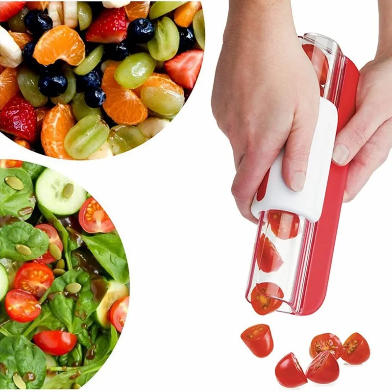 

Portable Fruit Slicer Creative Cherry Tomatoes Fruit Manual Slicer Stainless Baking Fruit Decoration Tool Kitchen Gadgets