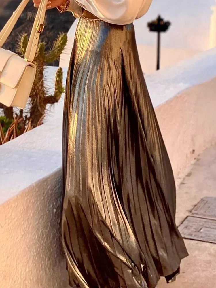 Женская плиссированная юбка с поясом на резинке элегантная повседневная