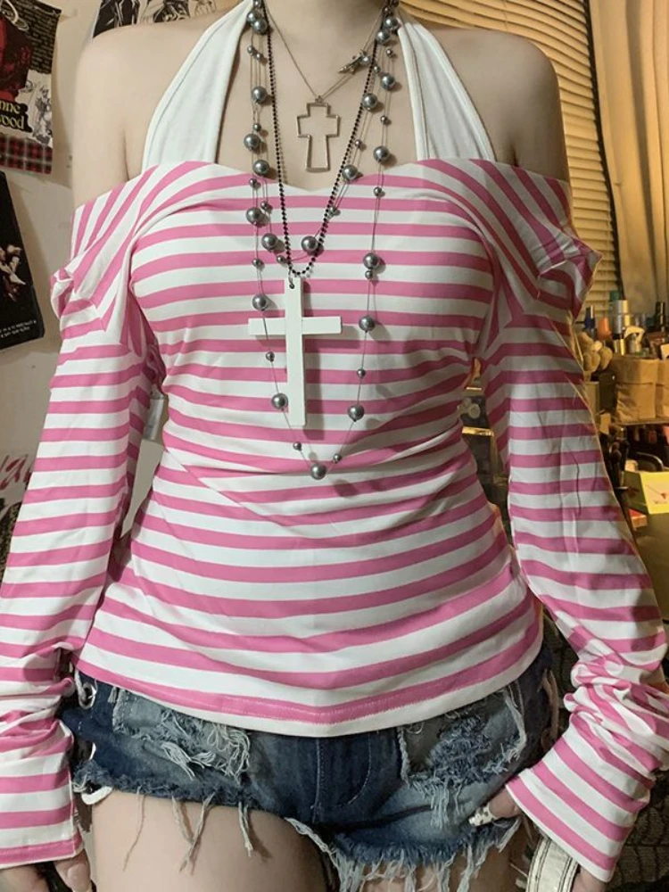 Женские футболки HOUZHOU Y2K полосатые