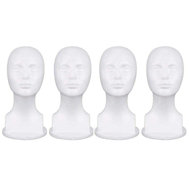 

4X Styrofoam Mannequin Foam Head Model Glasses Hat Wig Display Stand