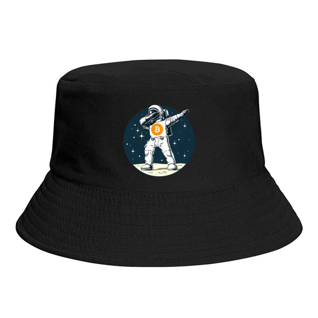 

Summer Unisex Fashion Bucket Hats To The Moon BTC Space Man Women Men Fisherman Hat Bitcoin Digital Currency Beach Panama