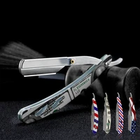 men classic barber manual folding beard razor stripes us flag dollar print stainless steel shaving knife hair removal tools with