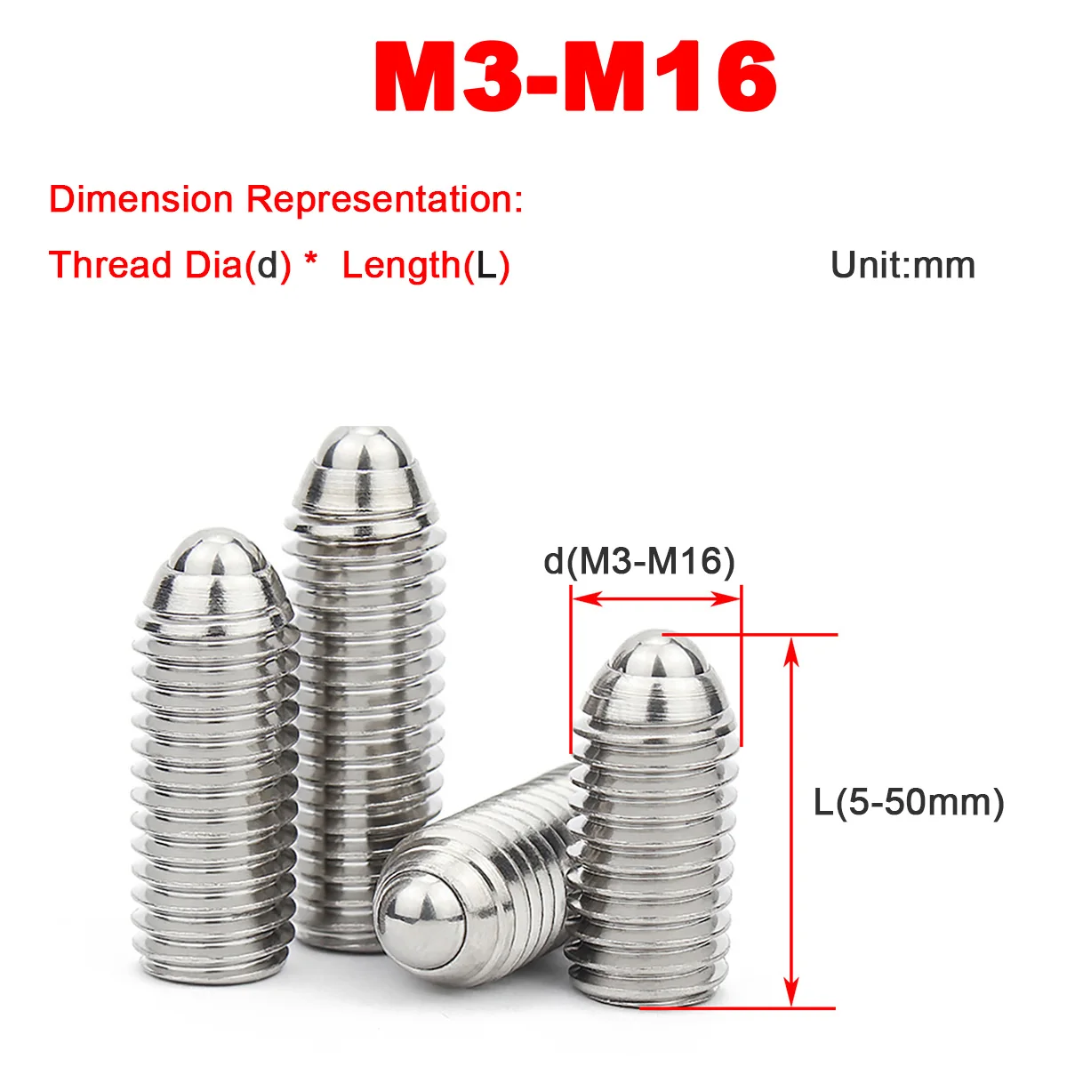 

304 Stainless Steel Wave Bead Positioning Machine Meter Set Screw M3M4M5M6M8-M16