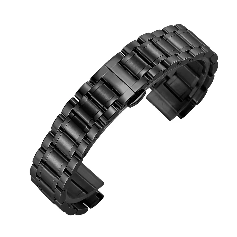 

12-24mm stainless steel watch band Solid steel watch band bow buckle vacuum electroplated flat arc steel band