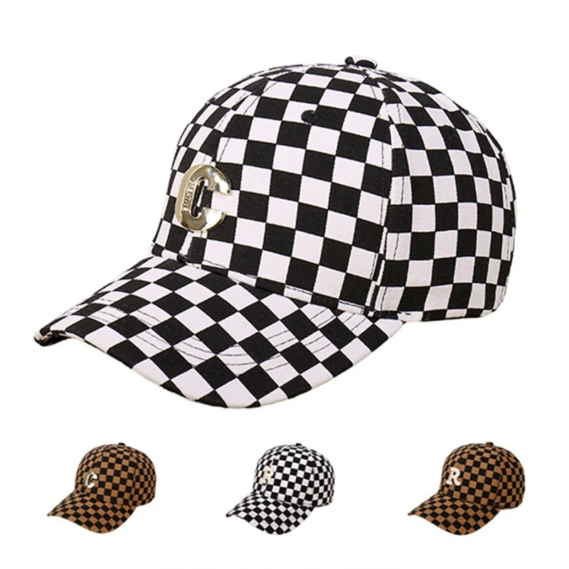 

Кепка с буквой С для взрослых, Повседневная Бейсболка, Мужская однотонная спортивная шапка в клетку из хлопка, регулируемая, для рыбалки