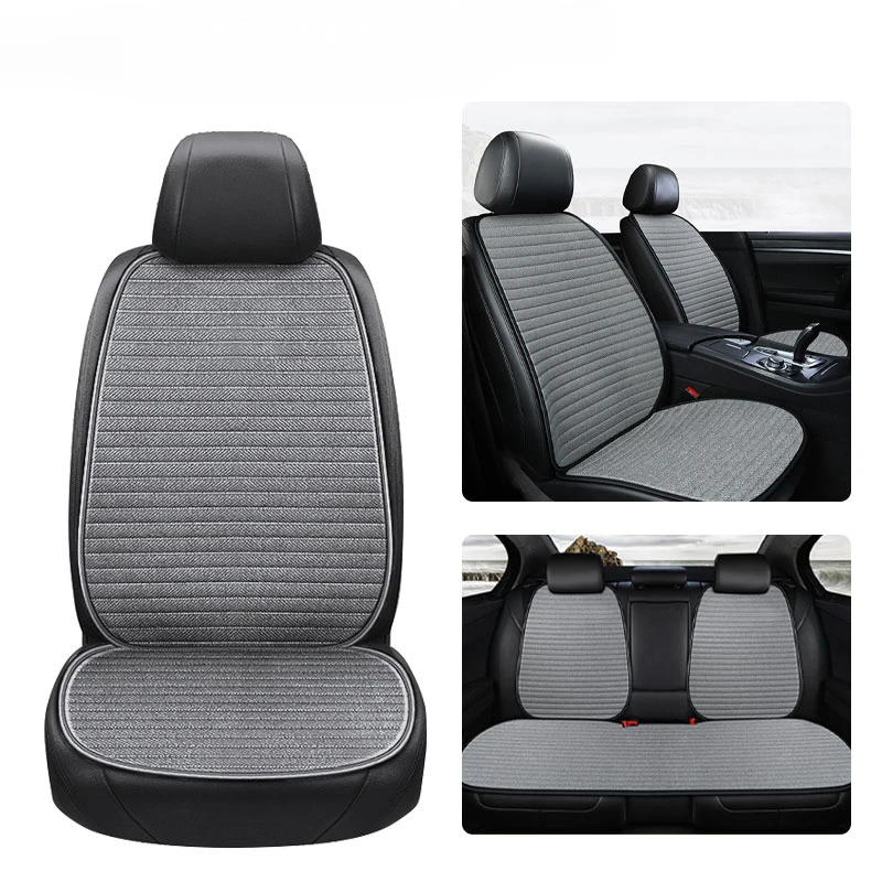 

Linen Fabric Car Seat Cover Pad Mat Front Rear Backrest Seat Protector Cushion Non-slip Four Season Car Interior Cover Accessori