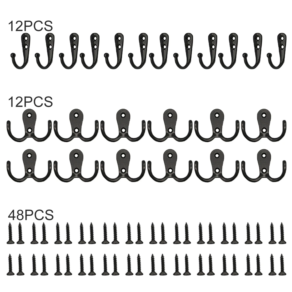 

Настенный крючок для пальто из цинкового сплава, современный простой Домашний Органайзер, черный с винтами, для ванной и кухни