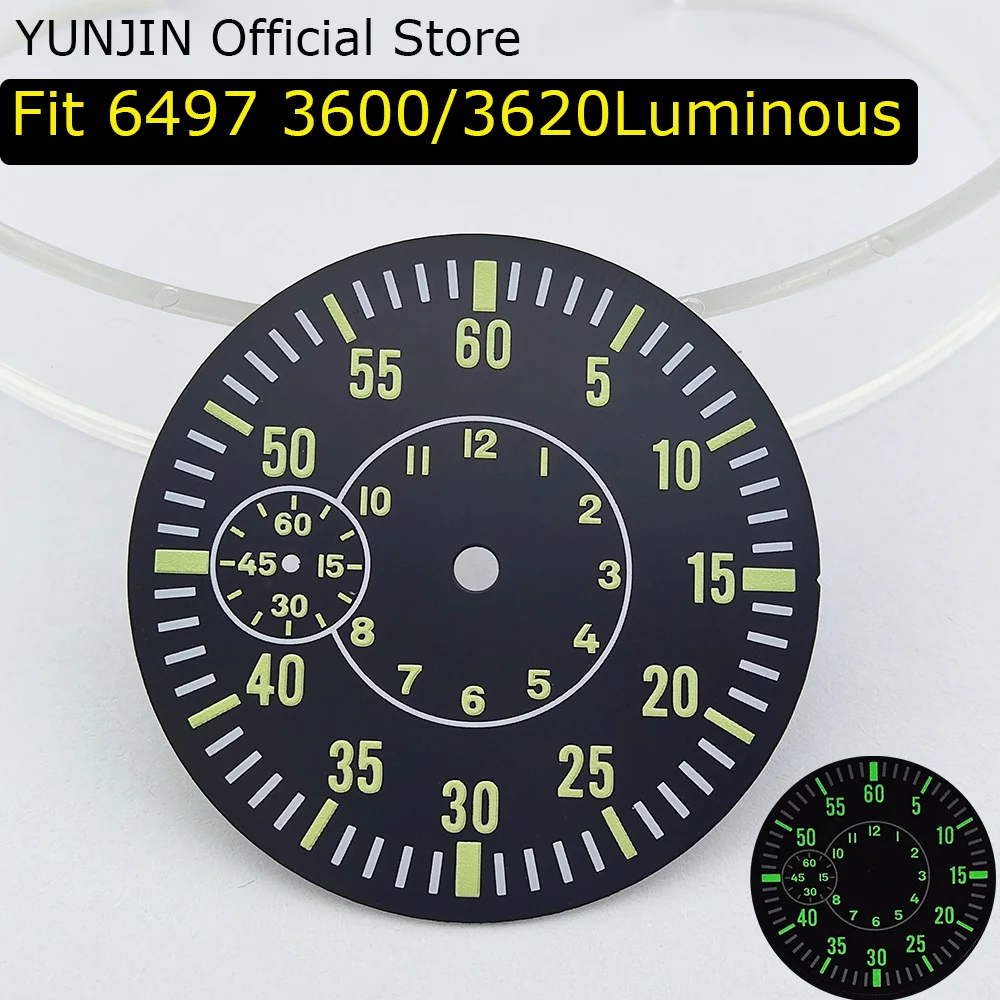 Часы мужские стерильные 38 5 мм черные 9 часов подходят для 6497 St3620 модные