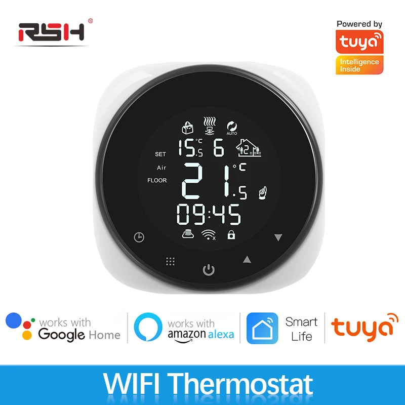 

Tuya Wifi Circular Water Underfloor Heating System Boiler Thermostat Round Digital Thermostat Compatible With Alexa Google Home