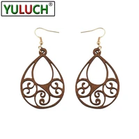 2022new designer simple geometric hollow wood earrings for women trendy natural wooden statement earring handmade africa jewelry