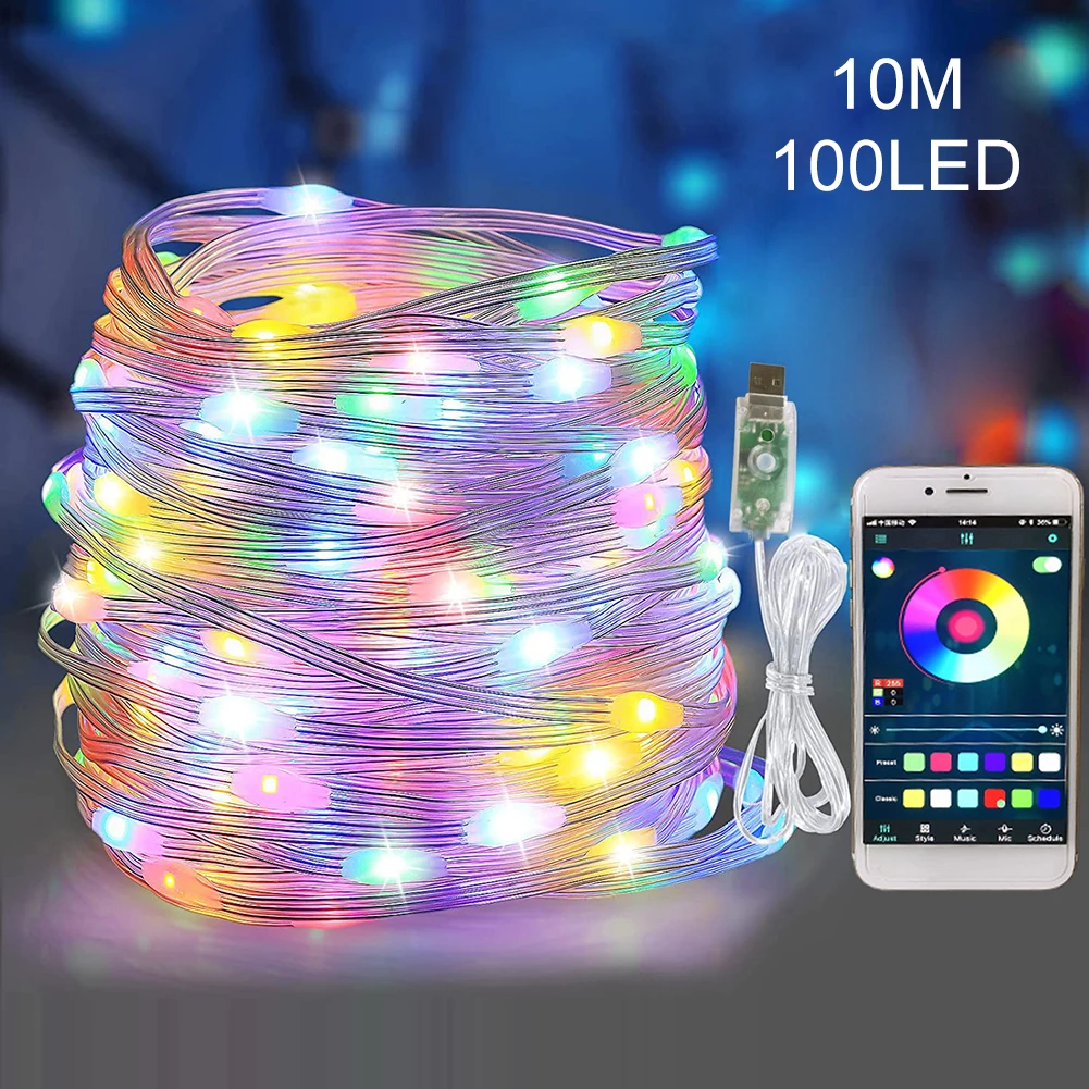 

5/10M Colorful String Light Color Changing P65 Waterproof Curtain Light APP Control Christmas for Photo Picture Hanging Display