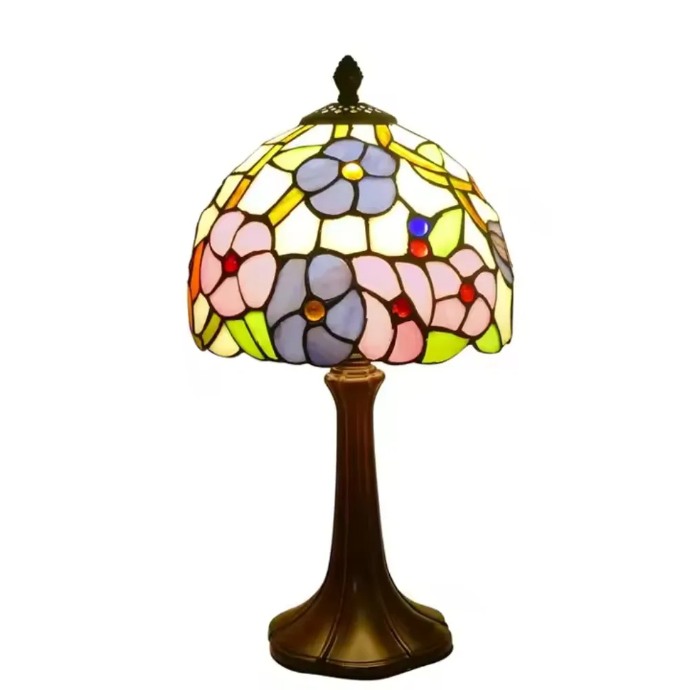 8-дюймовая лампа Тиффани утренний глянцевый витраж цветочный стиль настольный