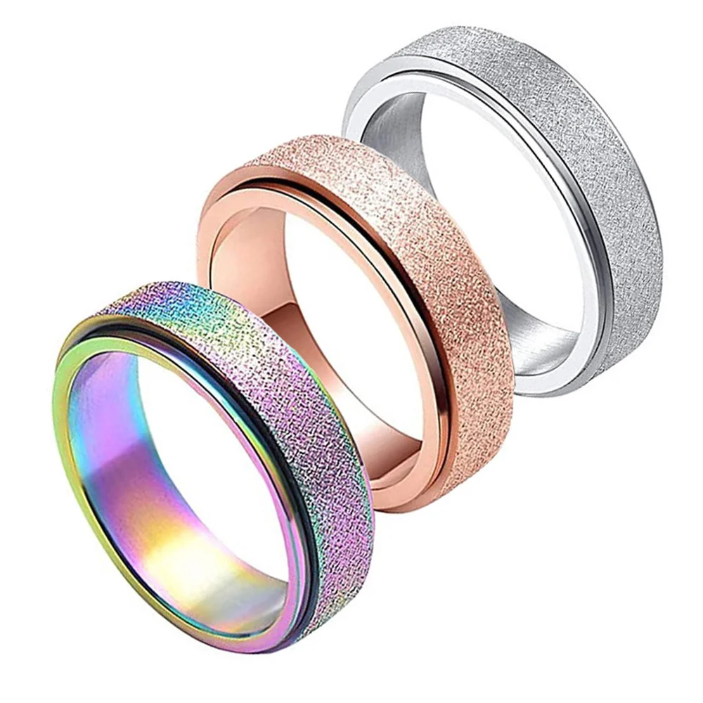 

Anxiety Ring For Women Spinner Fidgets Rings Stainless Steel Rotate Freely Spinning Anti Stress Jewelry 2022 Birthday Men Gifts