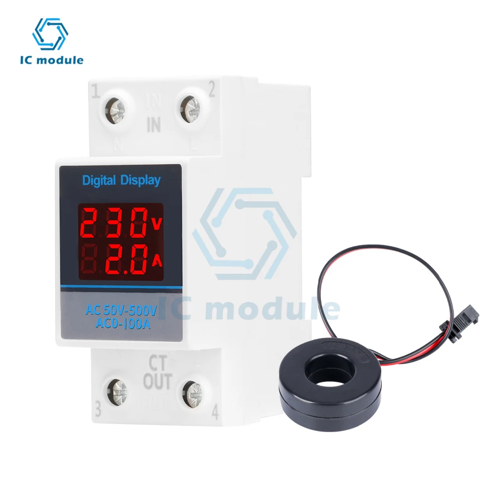 

Digital Single Phase Energy Meter Tester Electricity Usage Monitor AC50-500V 100A Ampermeter Power Voltmeter Multimeter