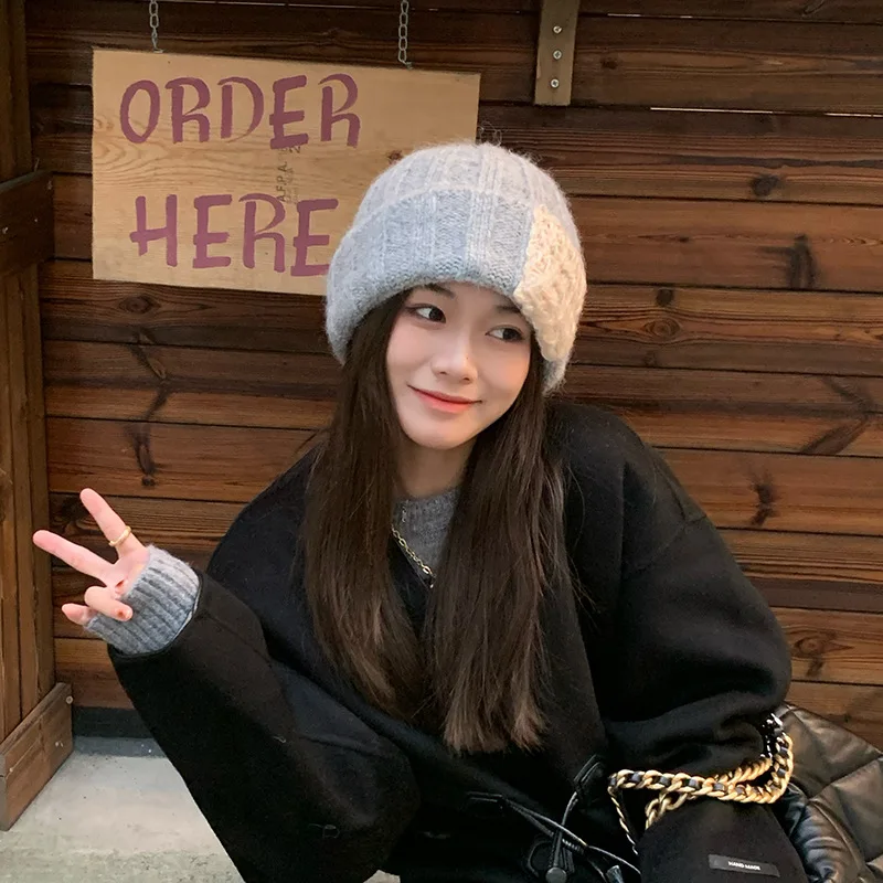 

Новинка 2022, осенне-зимняя теплая шапка с защитой ушей, женские шапки, модная Корейская вязаная шапка, плотные холодные шапки для мужчин