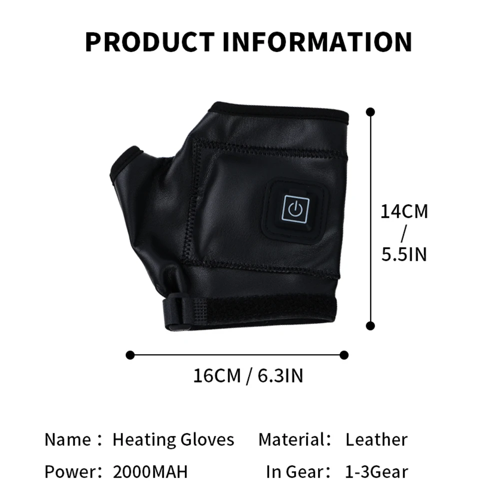 1 пара умных кожаных перчаток с подогревом зимние теплые варежки без пальцев на