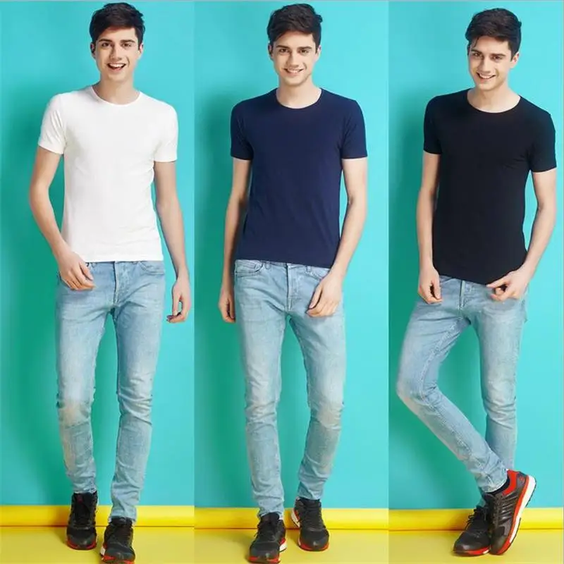 

62402 Men's blank t-shirt men's spring 100% cotton short sleeve t-shirt men's casual retro t-shirt men's