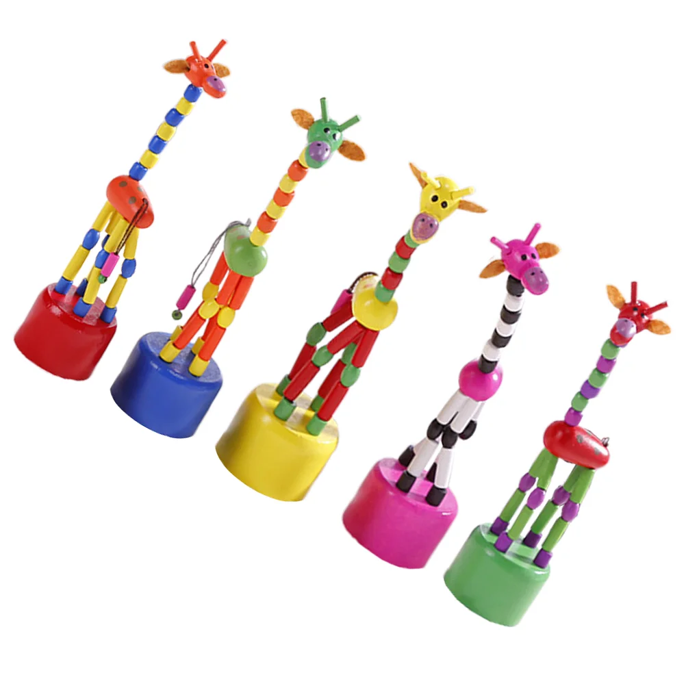 

Giraffe Dancing Toy Puppets Toys Wooden Kids Finger Rocking Push Puppet Animal Figurine Toddlers Swing Kid Thumb Collapsing