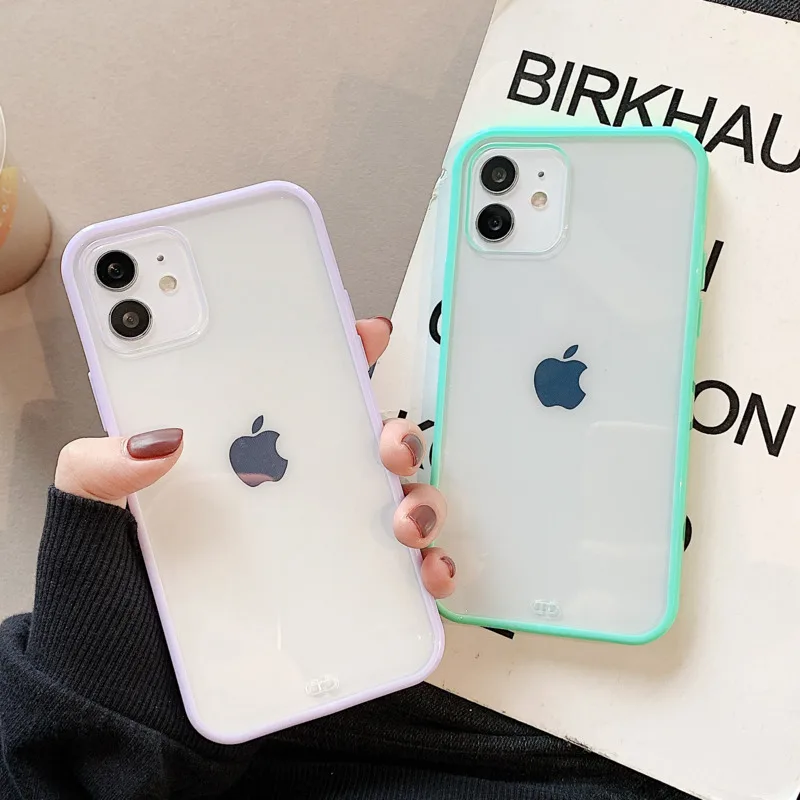 

Clear Candy Color Straight Edge Soft Case for iPhone 13 11 Pro Max Cover For iphone 12 Mini X XR XS Max 7 8 Plus