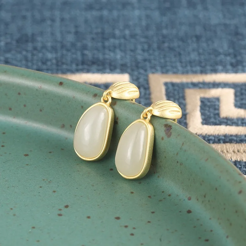 ES120 ZFSILVER 925 Серебряные корейские модные свежие серьги из гетянийской яшмы с