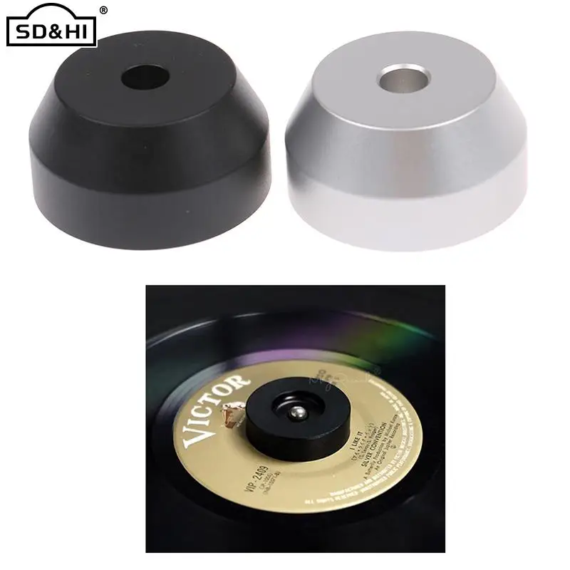 45 RPM Turntable Adapter Aluminum Silver Black 7 inch EP Record Turntable Phonograph Vinyl Technics Center Adapter