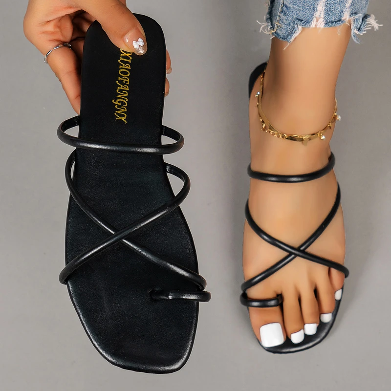 

Женские пляжные шлепанцы на плоской подошве, повседневные шлепанцы с квадратным носком, без застежки, для улицы, лето 2022