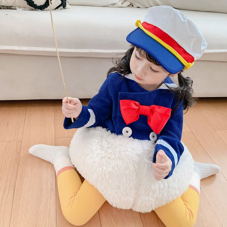 

Kawaii Disney Детский костюм для косплея Дональда Дака милый детский костюм Утки детский сад для мальчиков и девочек подарок на сценическое шоу
