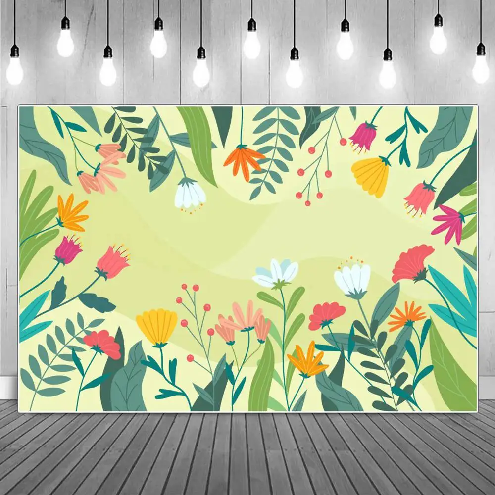 

Spring Ikebana Photography Backdrop Birthday Decoration Custom Children Blooming Flowers Leaves Wall Party Home Photo Background