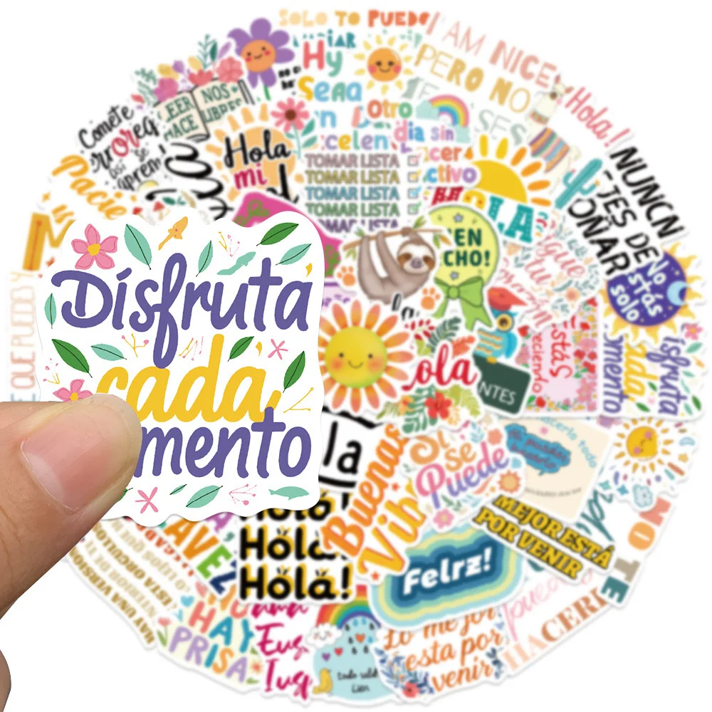 10/50 шт. вдохновляющие испанские наклейки мотивационные фразы с цитатами из жизни
