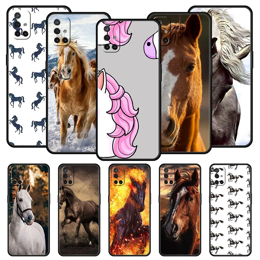 

Running Horse Phone Case For OnePlus 9 8 7 7T 10 Pro 9RT 9R 8T Nord N100 N200 N10 CE 2 5G Z Soft Silicone Black Cover Couqe
