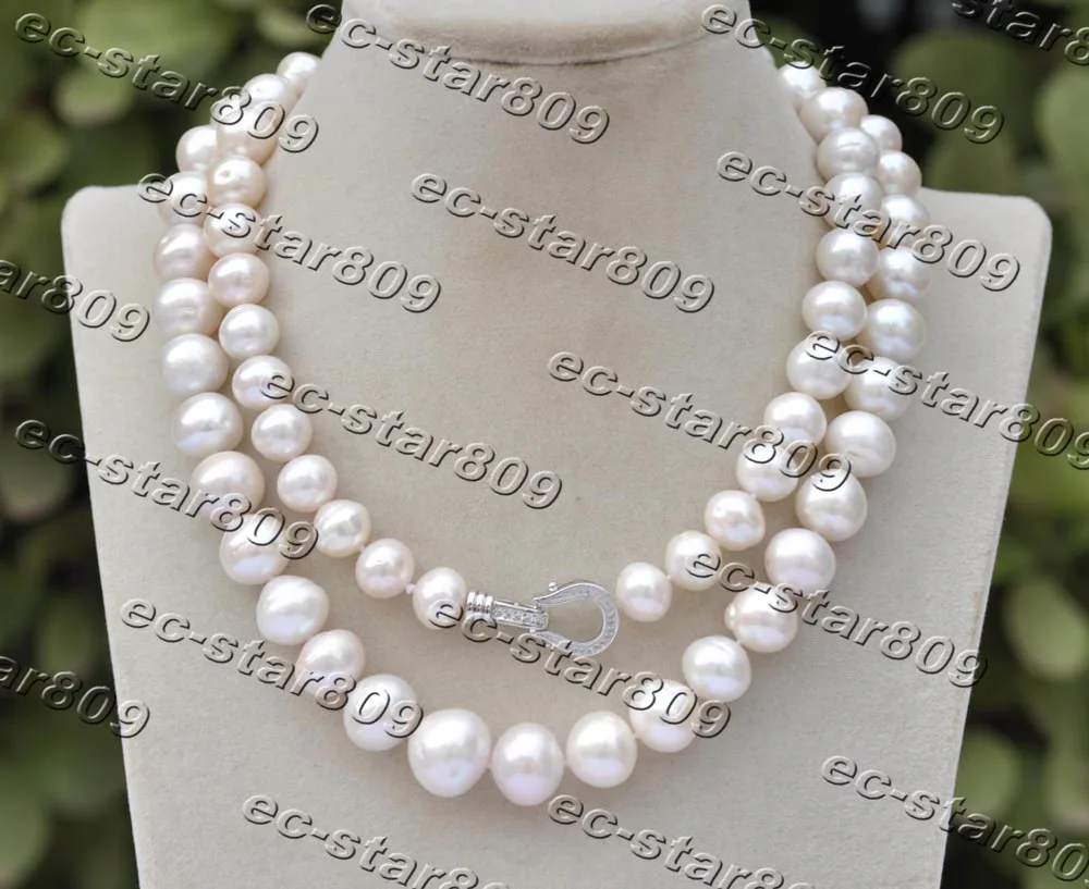 

MCT·STAR Z11402 17"-32" 15mm Round White Edison Keshi Pearl Necklace CZ