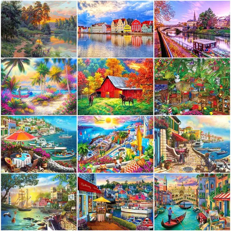 

CHENISTORY 5d Full Diamond Painting Scenery Mosaic Diamond Embroidery Complete Kit Diy Wall Paintings