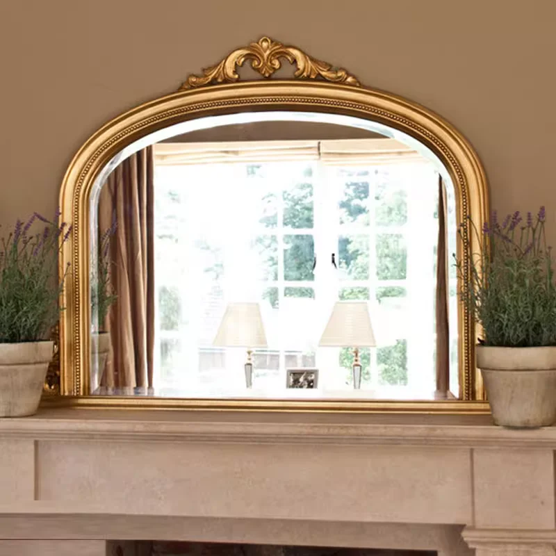 

Винтажное зеркало в скандинавском стиле для ванной комнаты, роскошное деревянное неправильное настенное зеркало для гостиной, туалетный столик, косметика, эстетическое украшение комнаты