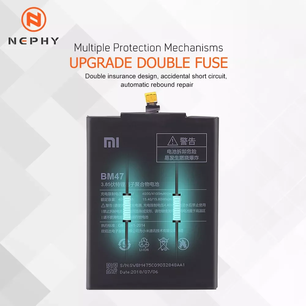 

NEW2023 Nephy Phone Battery BM45 BM46 BM47 BN41 BN43 For Xiaomi Redmi 3 3S 3X 4X Note 2 3 Pro 4 4X Note2 Note3 Note4 Replace Fre