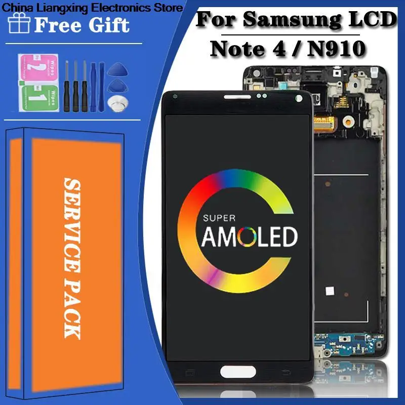 Цифровой сенсорный ЖК-дисплей для Samsung Galaxy Note 4, оригинальный, N910, N910C, N910A, N910F, 5,7 дюйма