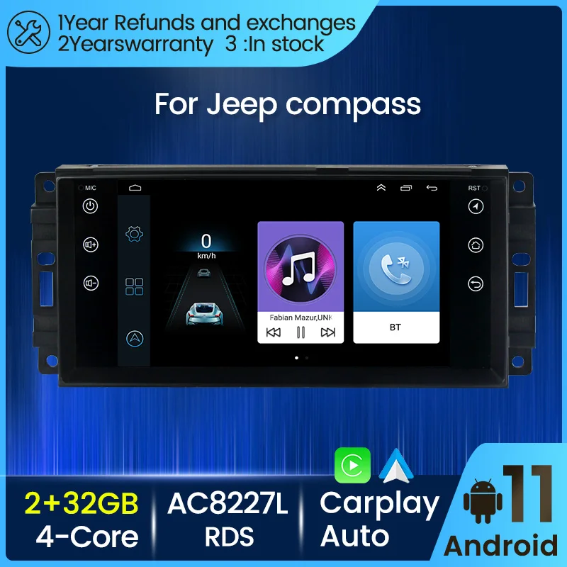 4 ядра Android 11 система RDS автомобильный мультимедийный радио плеер для Jeep 2 GPS