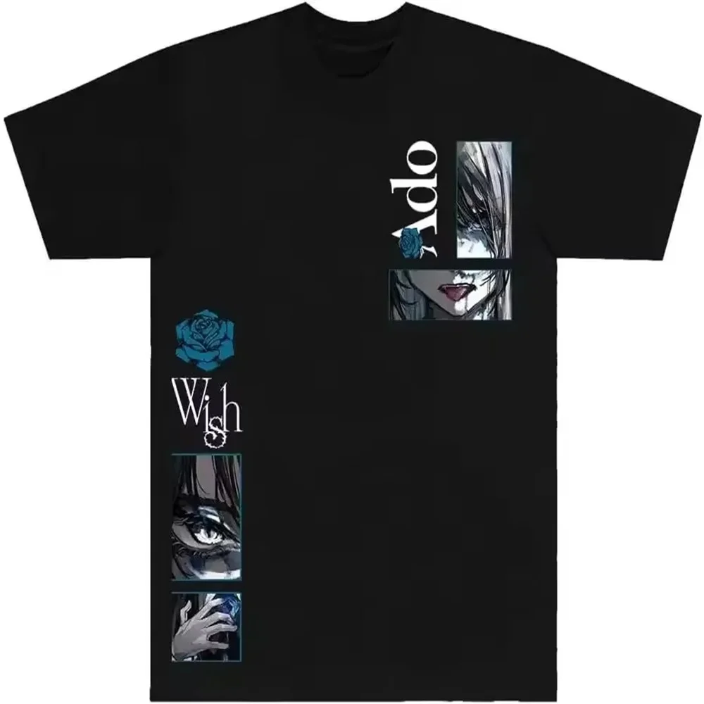Фото Хлопковая футболка Ado Wish Tour, мужская футболка с японским графическим комиксами, одежда унисекс с рисунком манги №1