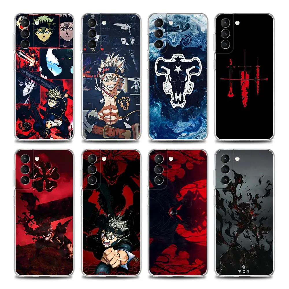 

Clear Phone Case for Samsung S9 S10 4G S10e Plus S20 S21 FE 5G M51 M31 S M21 Soft silicone Preto Trevo Anime Black Clover Asta