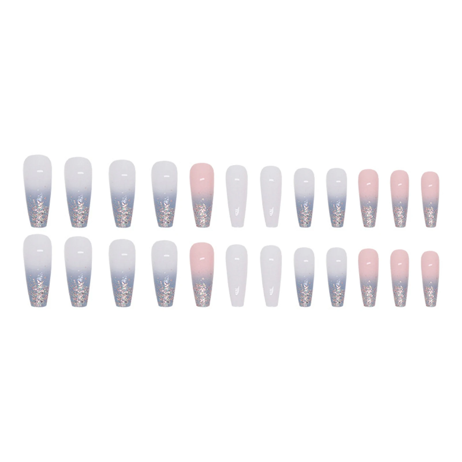 

Blue Gradient Long Ballerina Nails Lightweight Durable Thin Full Cover Nails for DIY Your Own Nail Art at Home