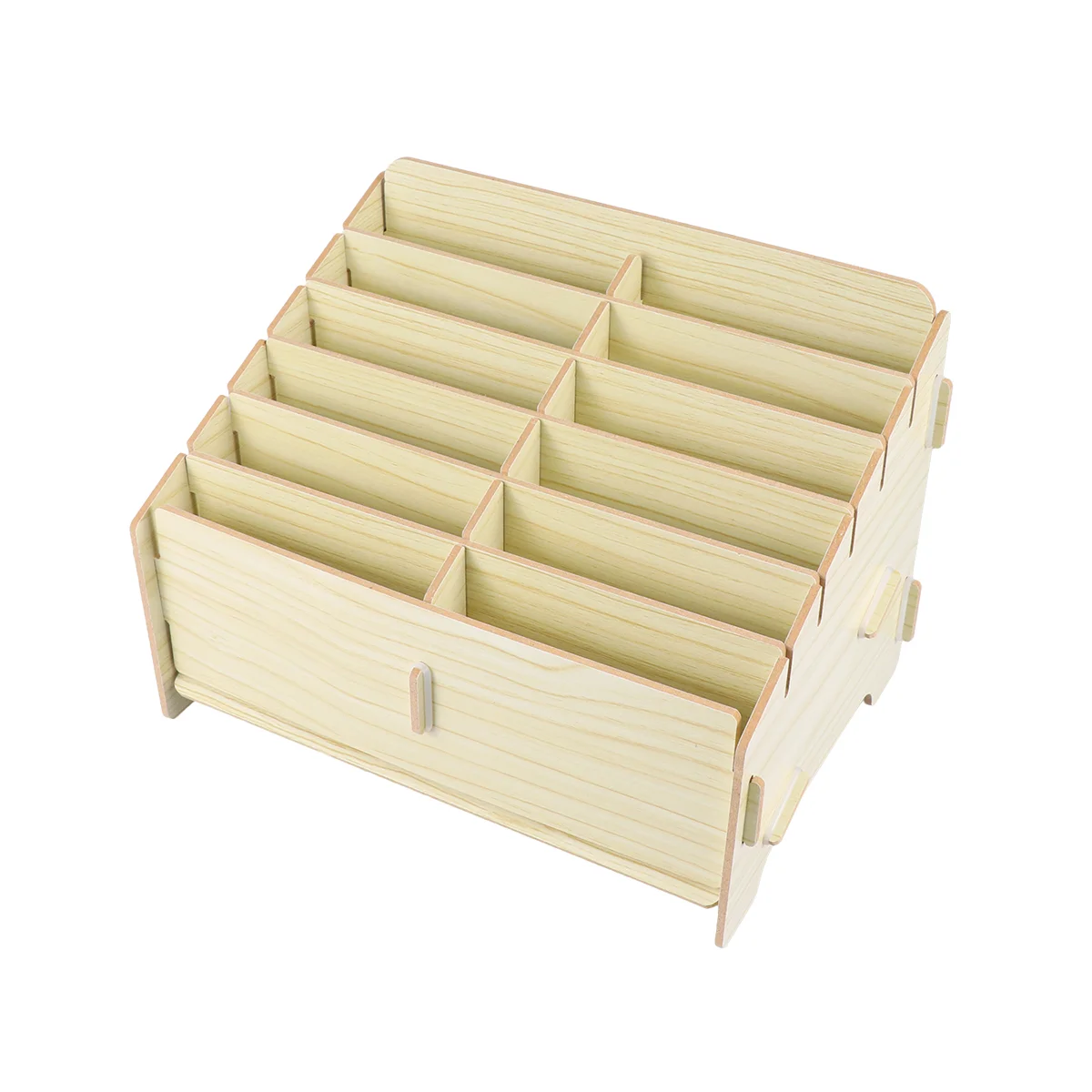 

Wooden Storage Box Multicompartment Multifunctional Storage Container Desk Organiser for Phone (Khaki)