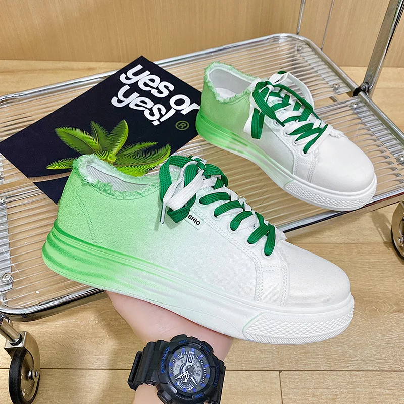 

Men Vulcanize Shoes 2022 New Green Canvas Shoes Fashion Design Women Men Sneakers Platform Shoes for Tennis Zapatos Deportivos