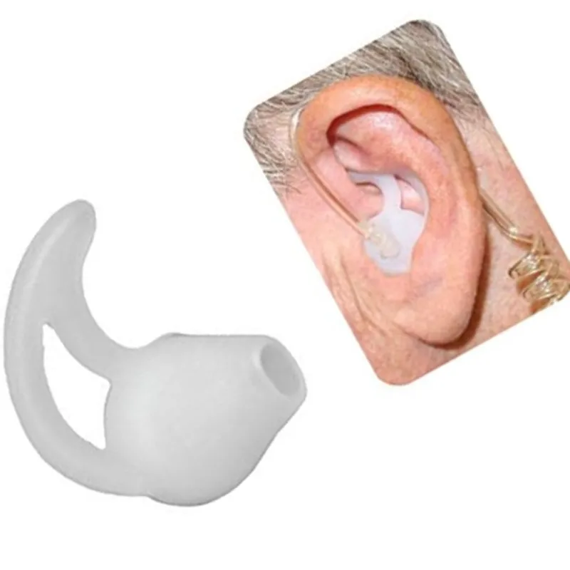 Silicone Fin Ear Mold Two Way Radio Replacement Earmold Earbud Tips for Surveillance Earpiece Coil Tube Headset（2pair L Large)）