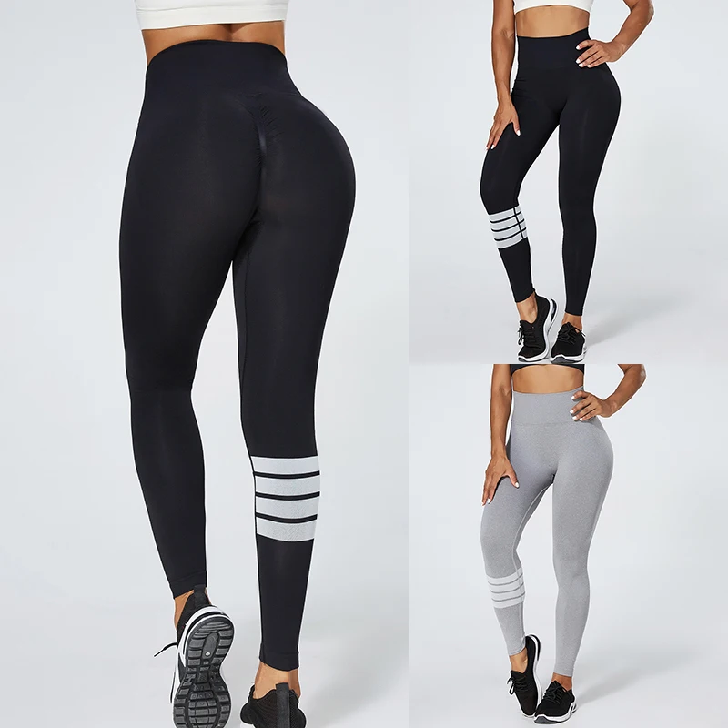 

Women Four Bars Leggings New Hot Sale Seamless Exercise Fitness Legging Push Up Gym Workout Female Yoga Pants Dopshipping