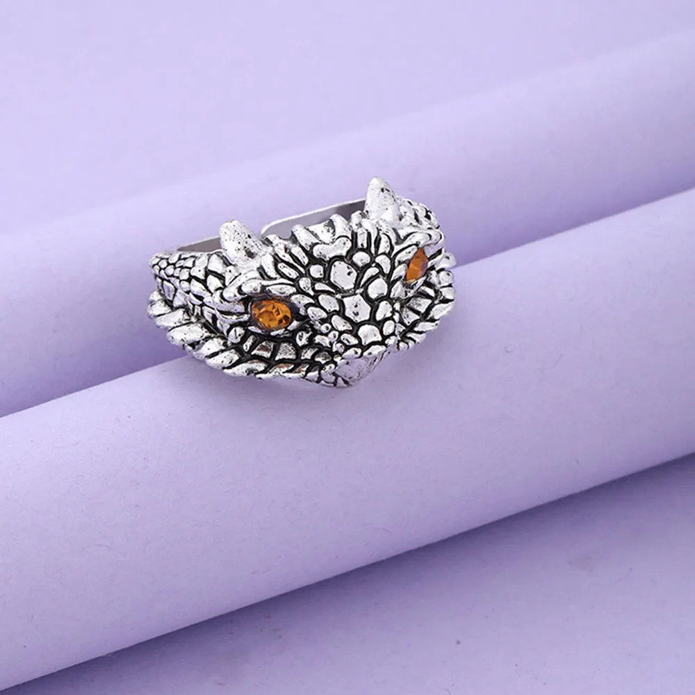 

Multi-colored Owl Eyes Open Ring Vintage Silver Color Adjustable Animal Party Rings Women Men Finger Jewelry Accessories 2022