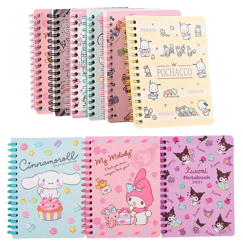 

Sanrioed Kt Cat PurinDog Cinnamoroll My Melody Kuromi Notebook Cartoon Anime Kawaii Cute Notepad Student Portable Book Kids Gift