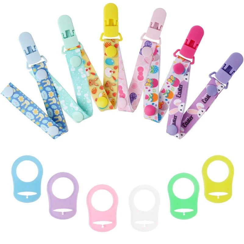 

Baby Pacifier Clips with Silicone Gasket Adjustable Newborn Soother Clips Chain Personalized Accessories Buckle Anti-outs Clips
